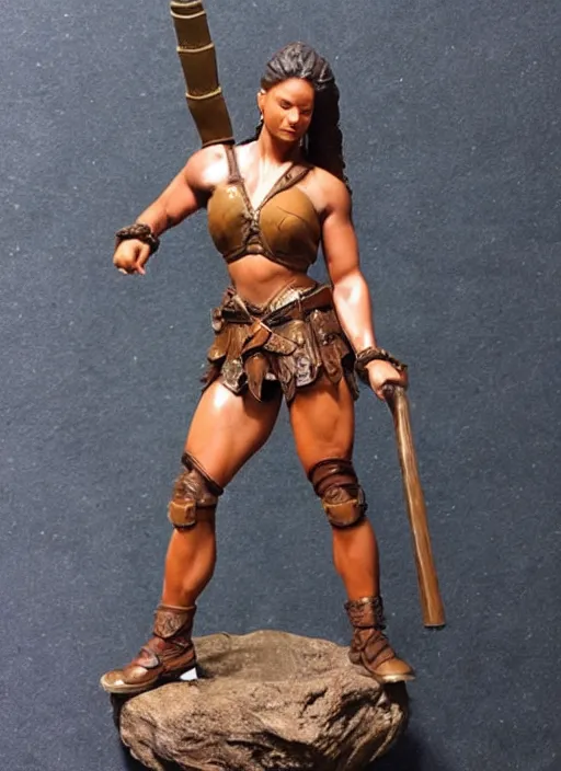 Prompt: Image on the store website, eBay, Full body, highly detailed 80mm resin figure of a very muscular female warrior, brown skin