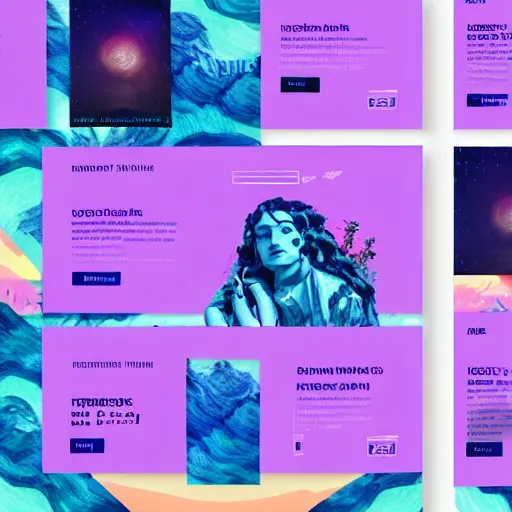 Prompt: a vaporwave landing page template trending on dribbble intricate design by vincent van gogh 4 k detailed