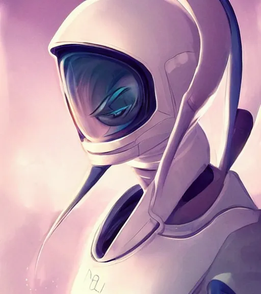 Prompt: sleek stunning portrait of futuristic spacesuit character design, trending on pixiv, amazing alien inspired by sleek goddesses of old, futuristic space traveler lithe and flexible futuristic painterly impressions, KIND OF by james jean but NOT TOO MUCH, anime style DEFINITELY lots of anime, make it cute too, kthxbai