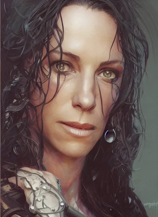 Image similar to Portrait of alanis morissette, marvel comics, dark, intricate, highly detailed, smooth, artstation, digital illustration by Ruan Jia and Mandy Jurgens and Artgerm and Wayne Barlowe and Greg Rutkowski and Frank Frazetta