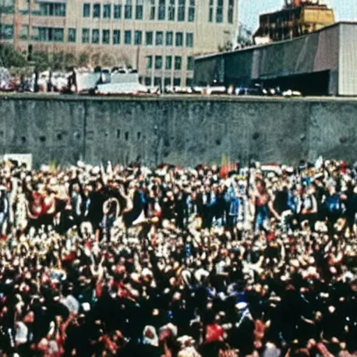 Image similar to VHS tape of the Berlin Wall coming down