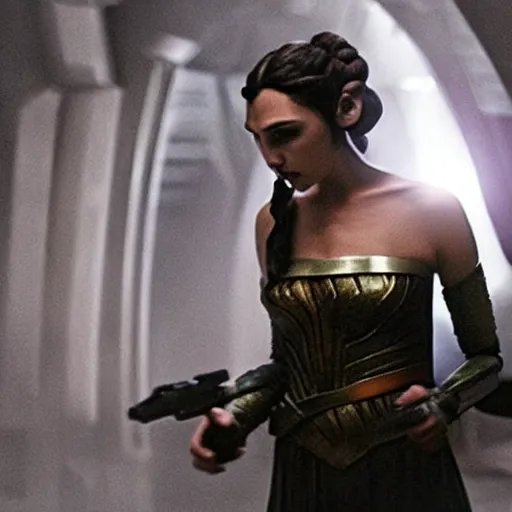 Prompt: photo of gal gadot as princess leia