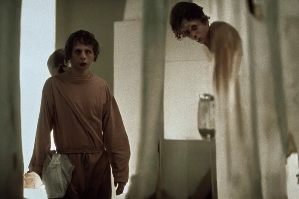 Image similar to michael cera as hannibal lecter in the silence of the lambs ( 1 9 9 1 ), cinematic, creepy, dramatic, 4 0 mm f / 2. 8, 3 5 mm film, color film