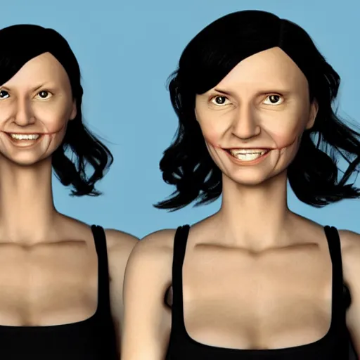 Prompt: uncanny valley most disturbing woman face