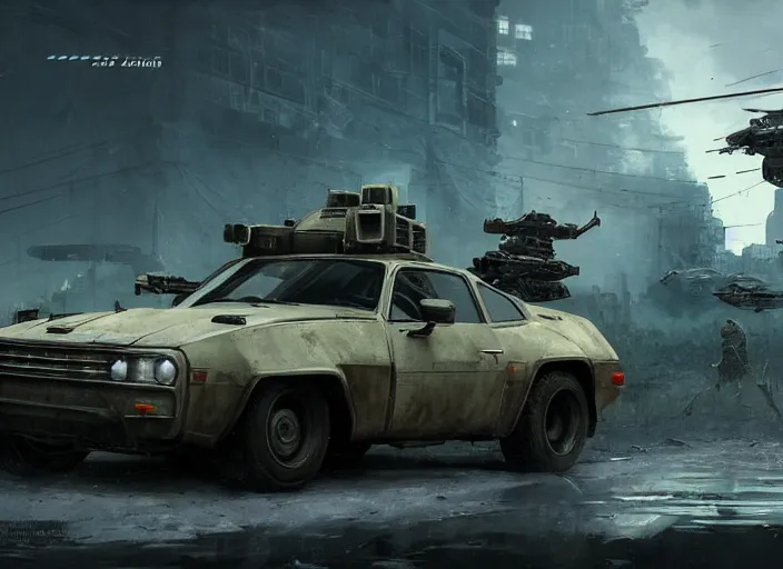 Prompt: A QUADRA TYPE-66 AVENGER car as a call of duty loading screen, intricate, dystopian, sci-fi, extremely detailed, digital painting, artstation, concept art, smooth, sharp focus, illustration, intimidating lighting, incredible art by artgerm and greg rutkowski and alphonse mucha and simon stalenhag