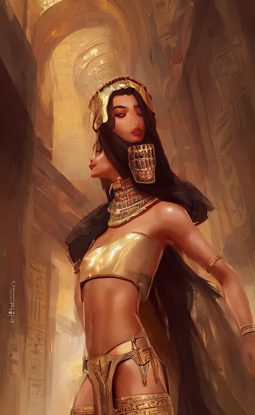 Prompt: An beautiful digital painting of an egyptian princess, by Stanley Artgerm Lau, WLOP, Rossdraws, James Jean, Andrei Riabovitchev, Marc Simonetti, and Sakimichan, trending on artstation, SFW version