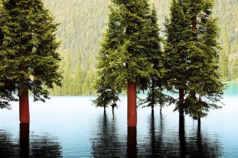Image similar to soundwaves on a lake that turns into trees