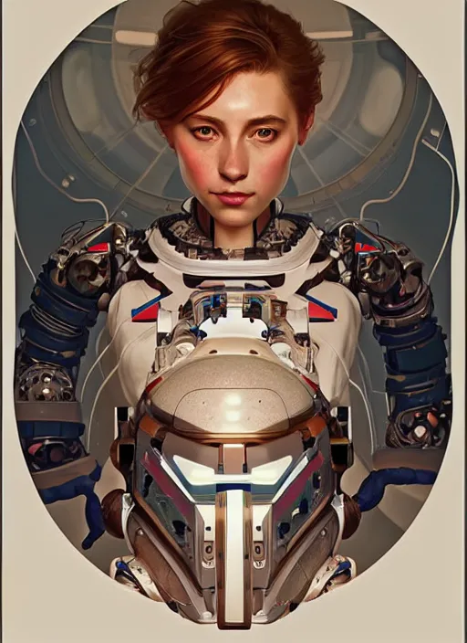 Image similar to symmetry!! portrait of a hybrid robot astronaut, round machine face, floral! horizon zero dawn machine, intricate, elegant, highly detailed, digital painting, artstation, concept art, smooth, sharp focus, illustration, art by artgerm and greg rutkowski and alphonse mucha, 8 k