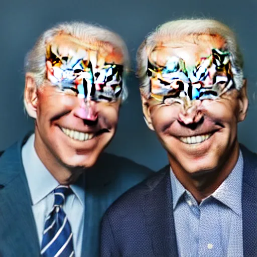 Image similar to A portrait photo of joe biden teams up with a teenage joe biden, perfect faces, 50 mm, award winning photography