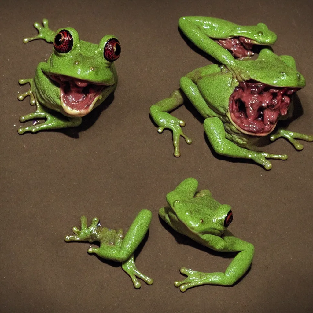 Image similar to horrifying frog creature, necromorph, fangs
