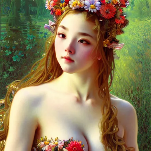 Image similar to a masterpiece ultrarealistic ultradetailed portrait of beautiful girl in bunny costume baroque renaissance. medium shot, intricate, elegant, by stanley artgerm lau, wlop, alphonse mucha, rossdraws, andrei riabovitchev, yoshitaka amano. flower background my james jeand and takashi murakami.