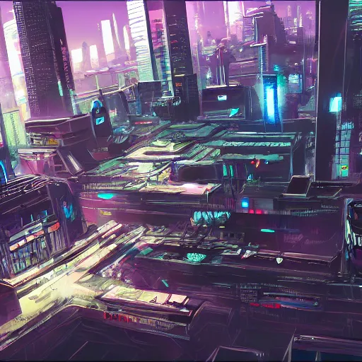 Prompt: cyberpunk city concept art