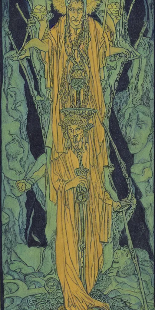 Image similar to the queen of wands tarot card by austin osman spare