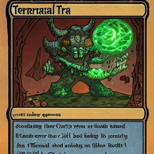 Image similar to terraria as a magic the gathering card, realistic,