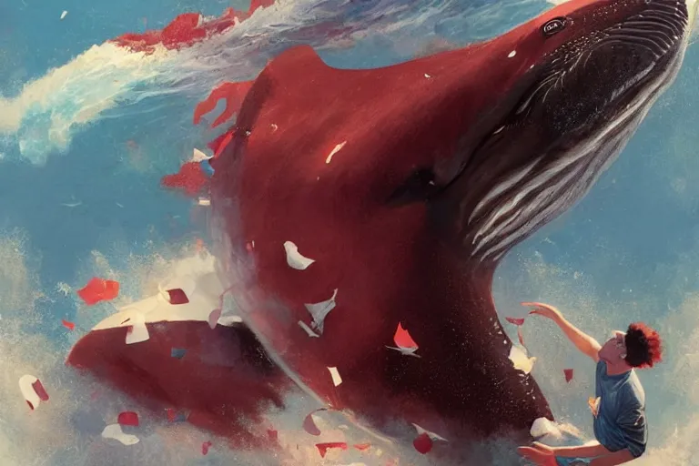 Prompt: a whale who loves patrick mahomes and the nfl, by greg rutkowski, rossdraws, gil elvgren, enoch bolles, anime, very coherent