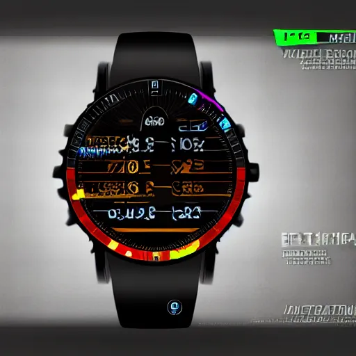 Prompt: Mockup of Cyberpunk luxury watch, photorealistic, in the style of Unreal Engine