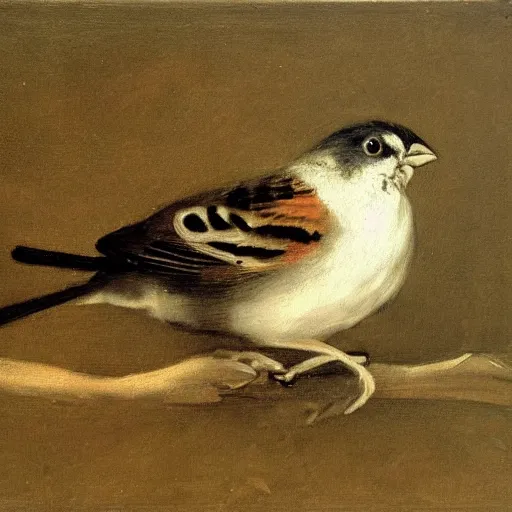 Image similar to a sparrow, by Francisco de Goya and Diego Velazquez, oil on canvas