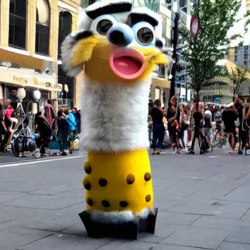 Image similar to furry spongebob street performer