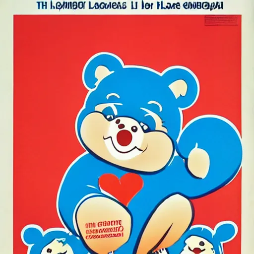 Prompt: the care bears as a military junta soviet propaganda poster