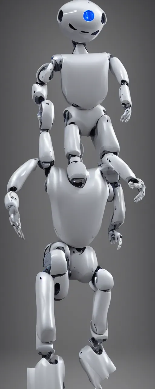 Image similar to very realistic humanoid robot standing in front white background