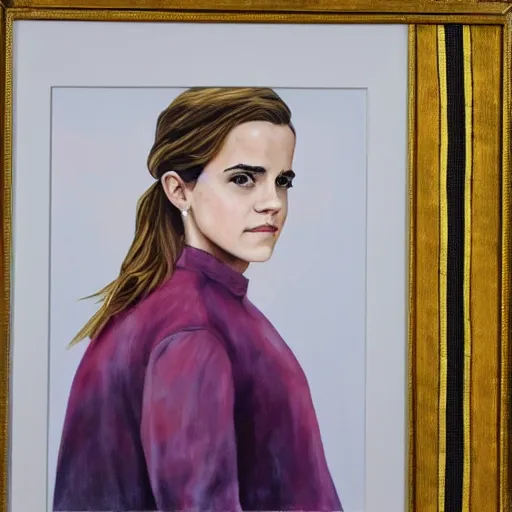 Image similar to emma watson, painting by barack obama