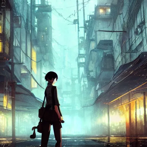 Image similar to raining dark dieselpunk dystopia makoto shinkai