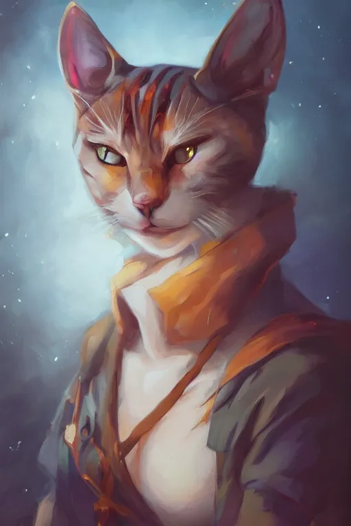 Image similar to Cat portrait painting in the style of peter Mohrbacher, trending on artstation, artstationHD, artstationHQ, unreal engine, 4k, 8k