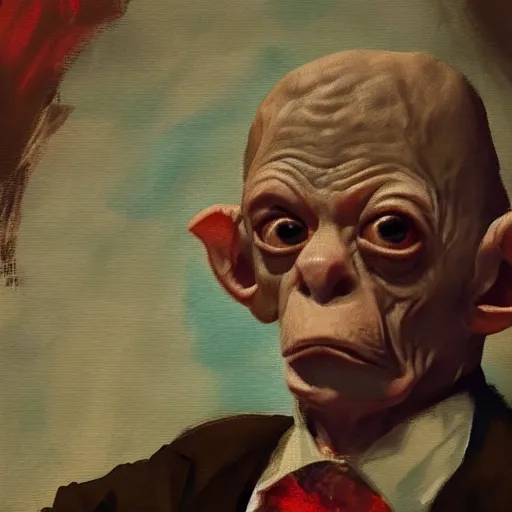 Prompt: impressionist painting of president gollum giving a speech