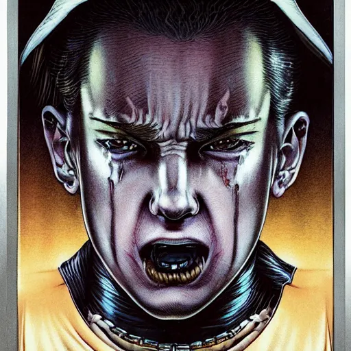 Image similar to portrait of eminem, vampire, symmetrical, by yoichi hatakenaka, masamune shirow, josan gonzales and dan mumford, ayami kojima, takato yamamoto, barclay shaw, karol bak, yukito kishiro