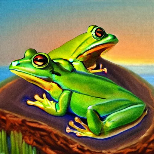 Frog with Lily pads Original Painting — Art by Alyssa