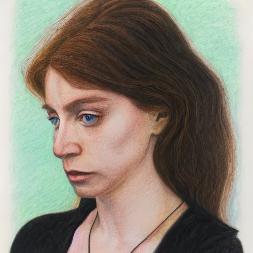 Image similar to SOPHIE the artist, photographed by Annie Leibovitz, color pencil drawing