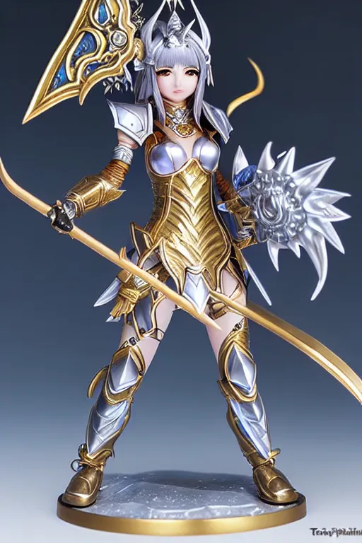 Image similar to sakimi chan, silver fantasy armor with gold filagree, detailed face, tony sart