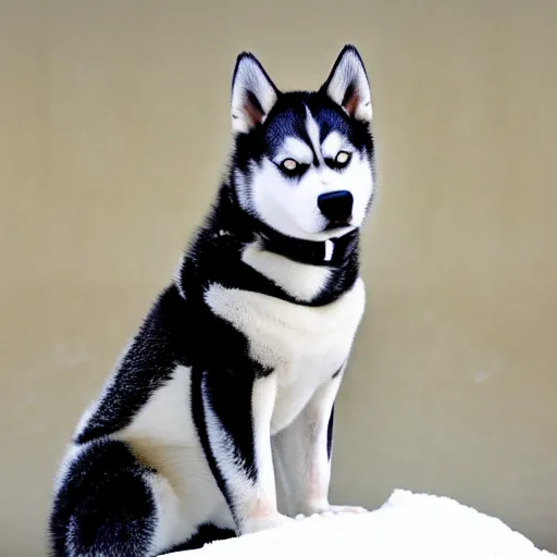 Prompt: a husky crossed with a penguin