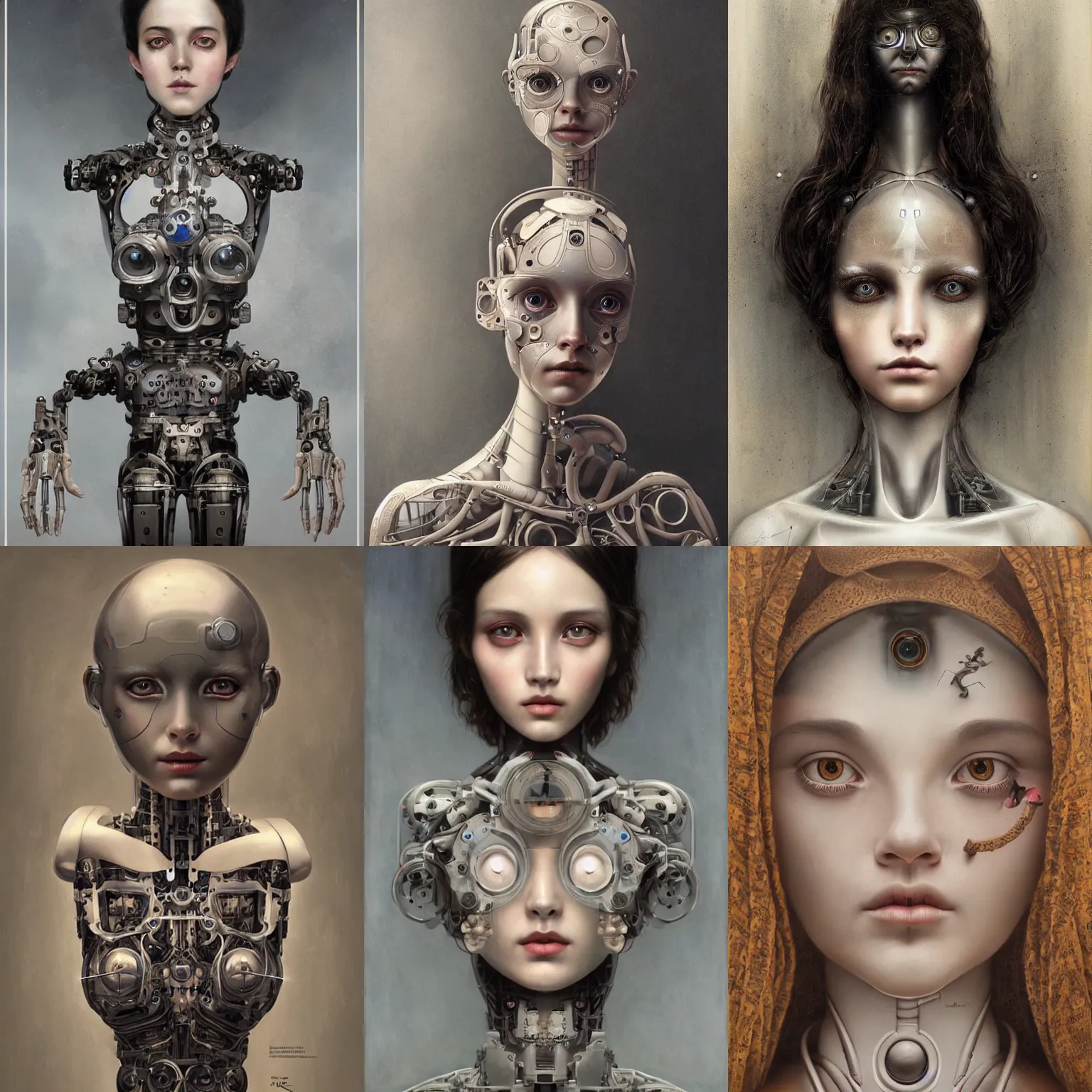 Prompt: humanoid robot, highly detailed, expressive eyes, beautiful symmetric body, mechanical hands, award winning, by Tom Bagshaw