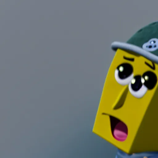 Image similar to sponebob in a beanie, photorealistic, soft focus, depth of field,