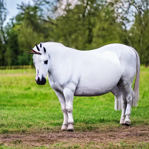 Image similar to A unicorn at a pasture, XF IQ4, f/1.4, ISO 200, 1/160s, 8K, RAW, unedited, symmetrical balance, in-frame