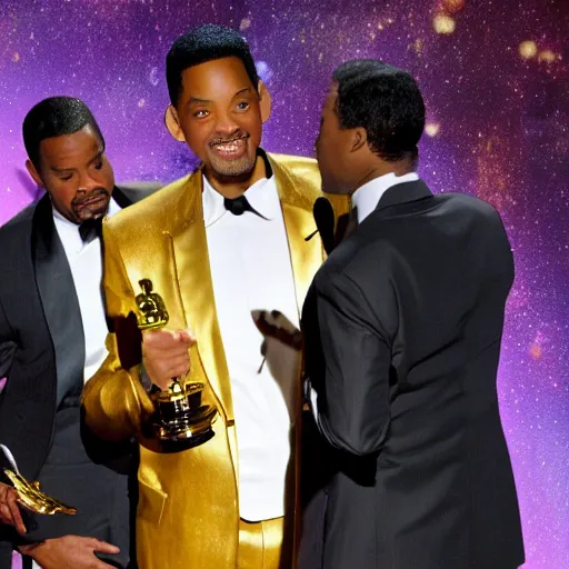 Image similar to a photo of will smith slapping Chris Rock at the oscars, 8k highly professionally detailed, HDR, CGsociety