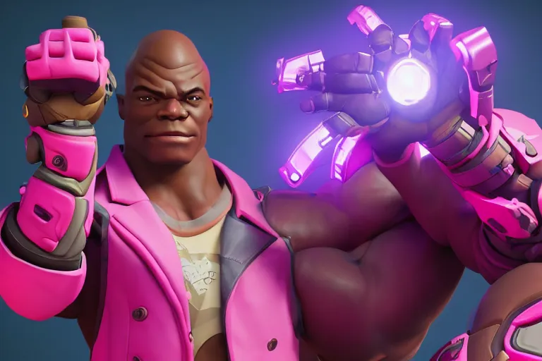 Image similar to doomfist, pink blazer, overwatch game, digital art, high detailed, unreal engine, artstation, 3 d render