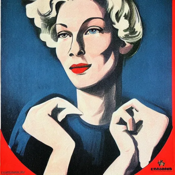 Prompt: soviet propaganda poster with cate blanchet, ultra detailed, soviet realism,