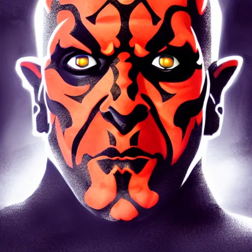 Image similar to a portrait of Darth Maul, floating in space, fully body posing, high quality character concept art, digital, trending