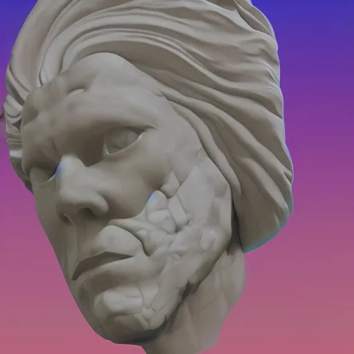 Image similar to 3 d sci - fi cgartist rendering of a hyper realistic marble greek statuary bust floating at the vast pulsating interdimensional fractal space portal at the psychedelic vaporwave event horizon directed by col price, trending on artstation