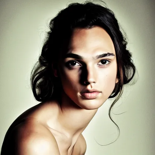 Prompt: a masterpiece portrait photo of a beautiful young woman who looks like an vulcan gal gadot, symmetrical face
