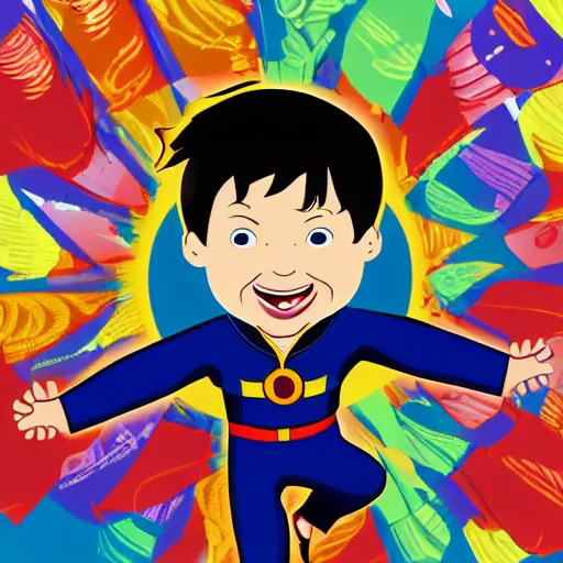 Image similar to dr. strange as a very young boy smiling on the cartoon wild - kratts, sticker - art, svg vector, adobe - illustrator