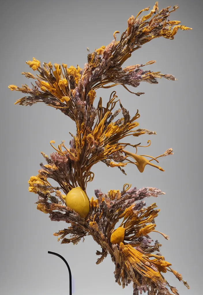 Prompt: a sculpture of a Nudibranch made out of nudibranch by antonio canova. dried wild flowers. jeremy geddes. vibrant complementary colors. complementary color scheme, rendered in octane, smooth gradients