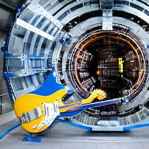 Image similar to electric guitar in the large hadron collider