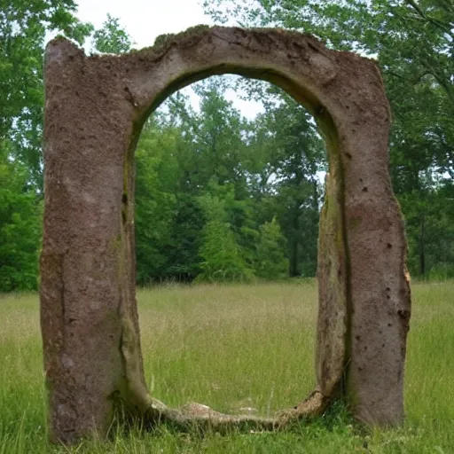 Image similar to a portal to another world, opened in the middle of the field