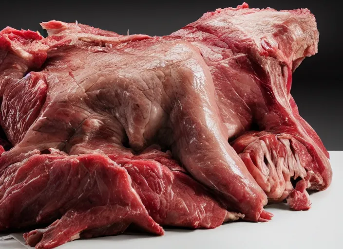 Prompt: qvc tv show product showcase pile of nasty meat raw flesh beast devil, studio lighting, limited time offer, call now, extremely detailed, horror, 4 k, hd