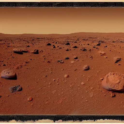 Image similar to mars landscape, surreal, in the form of a triptych, astronaut standing in the middle waving the samoa flag