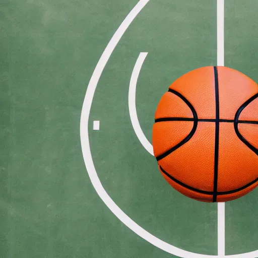 Prompt: basketball shaped like a cube on basketball court shaped like an oval, sports magazine cover