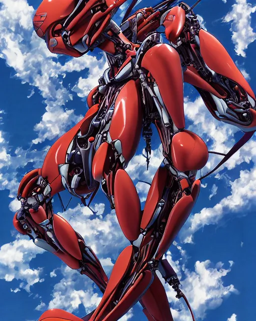 Image similar to evangelion by masamune shirow, biomechanical, 4 k, hyper detailed